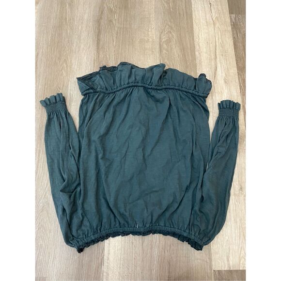 William Rast Green Off-the-Shoulders Lace Tye Blouse, Size Small, MSRP $90 - Picture 9 of 11